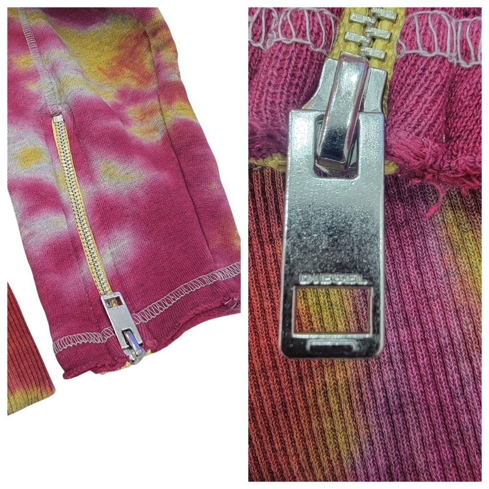 Diesel Tie-Dye Crewneck Sweatshirt Yellow Pink Y2K Bright Colorful Women… - Picture 7 of 17